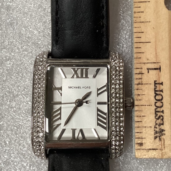 Michael Kors Mini Emery Silver Dial Black Leather Ladies Watch MK2359 - Picture 10 of 16